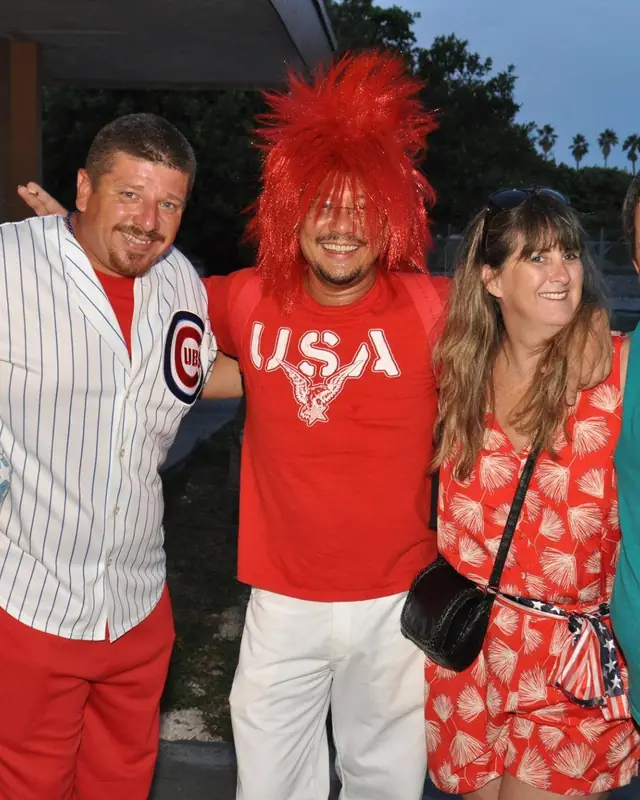 Five members in red, white and blue at Jaycee Hall